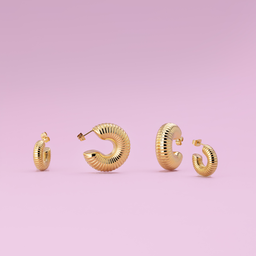 Spiral of Love Hoop Studs Small Gold