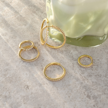 Delicate Sparkle Hoops Small Gold