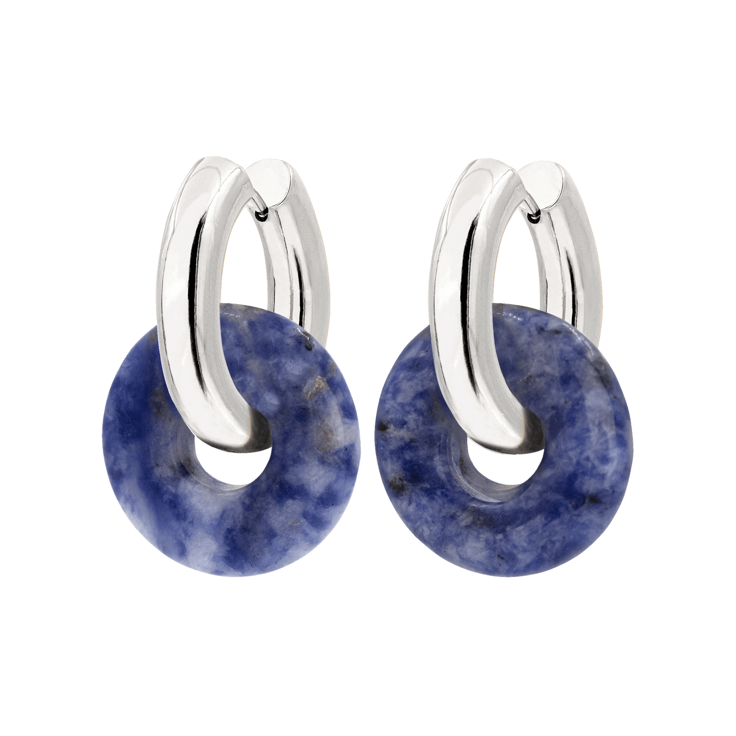 Sodalite Chunky Hoopies Medium Silber