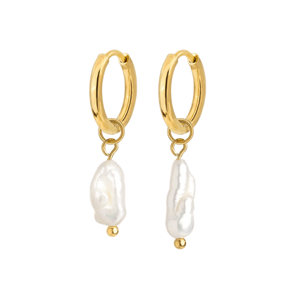 Lisas Power Pearl Hoop Set Gold