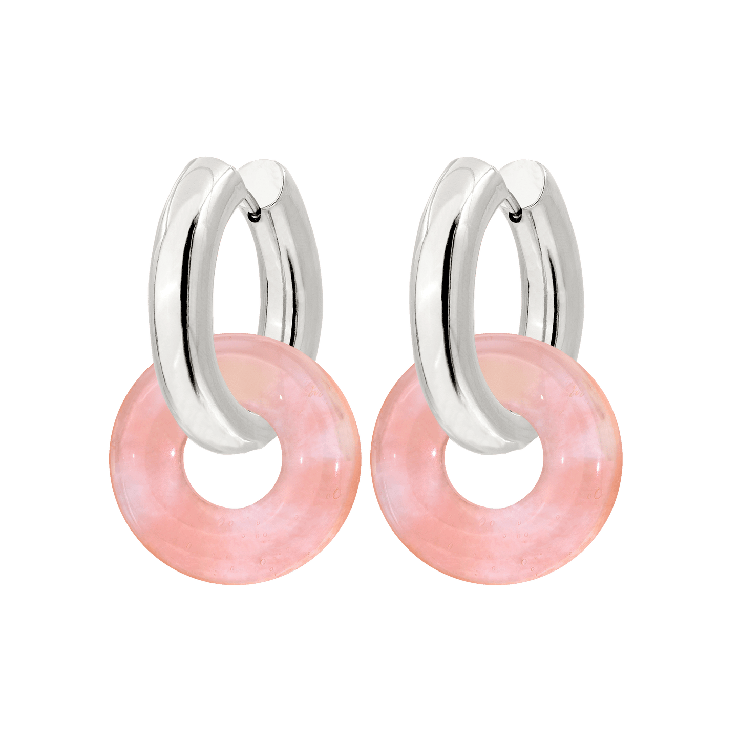 Chunky Peachy Donut Hoop Set Medium Silber