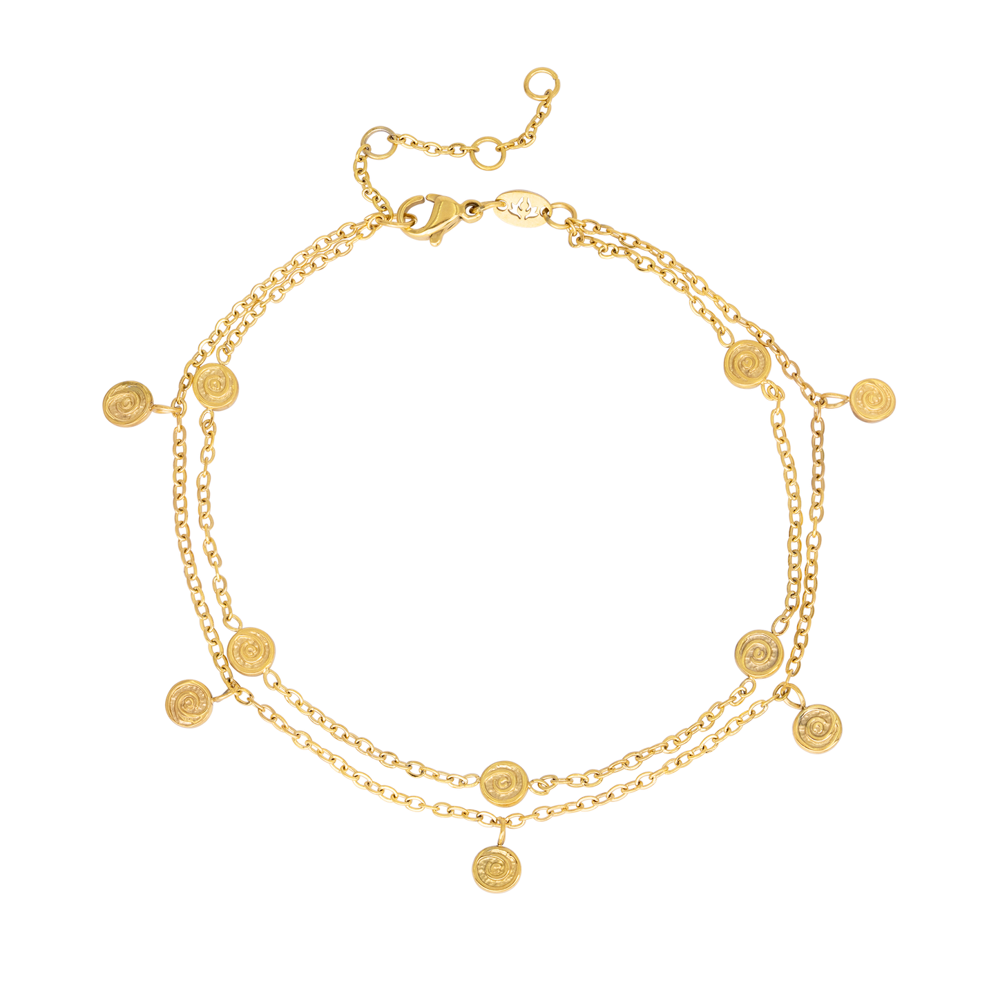 Swirl'n Double Anklet Gold