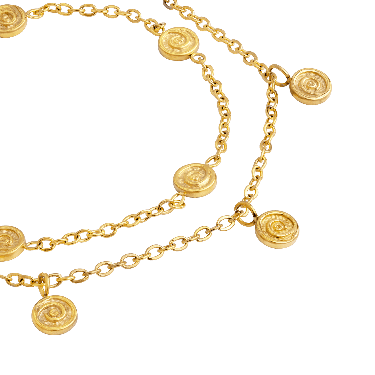 Swirl'n Double Anklet Gold