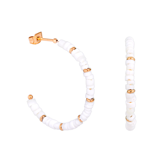 Puka Shell Hoop Studs Roségold