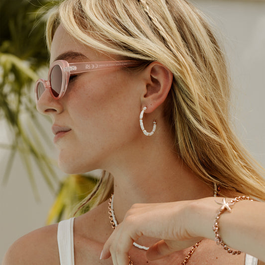 Puka Shell Hoop Studs Roségold