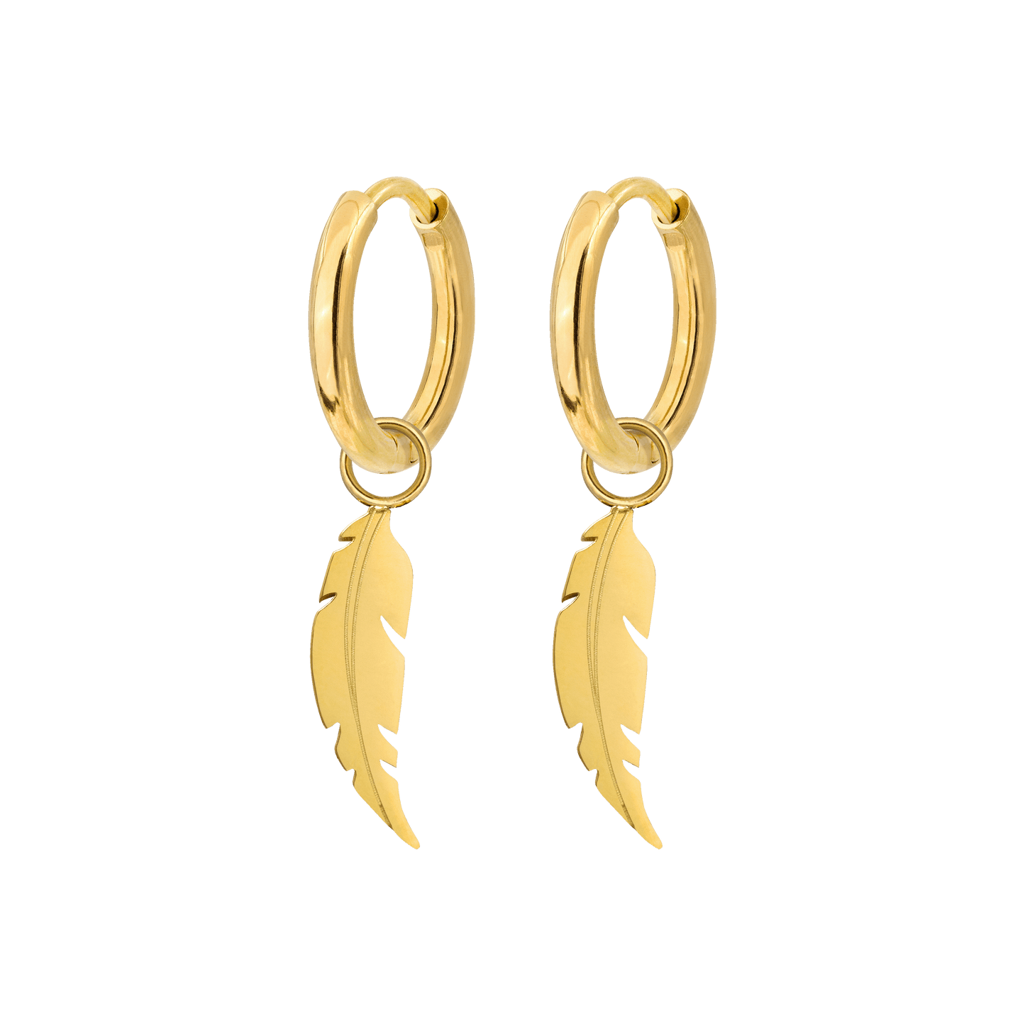 Feather Hoop Set Small Gold