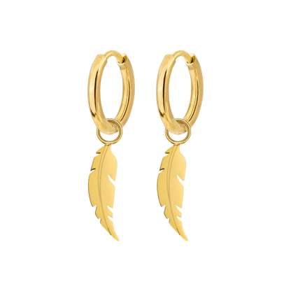 Feather Hoop Set Small Gold