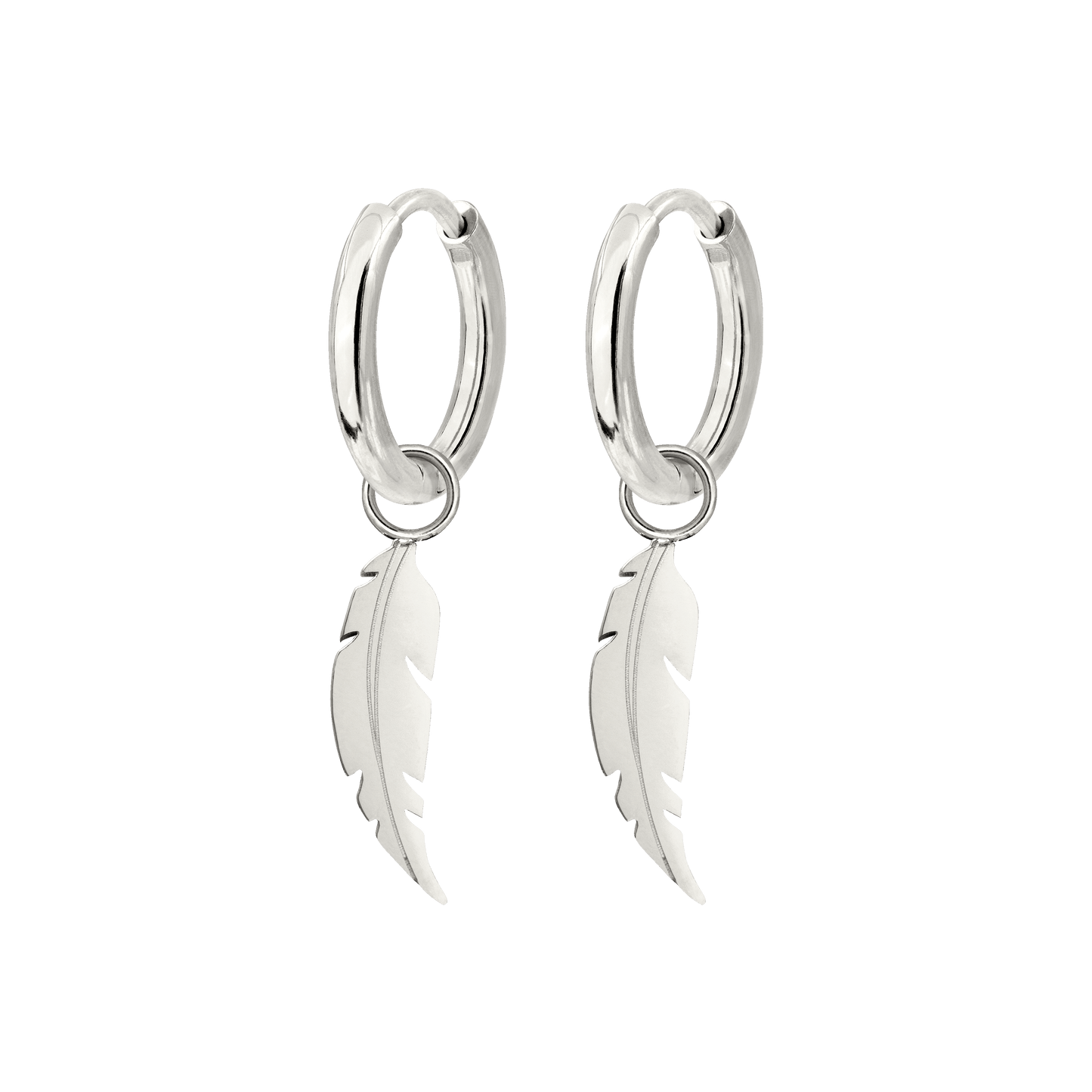 Feather Hoop Set Small Silber