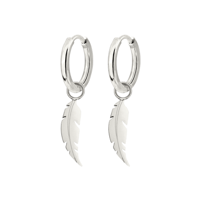 Feather Hoop Set Small Silber