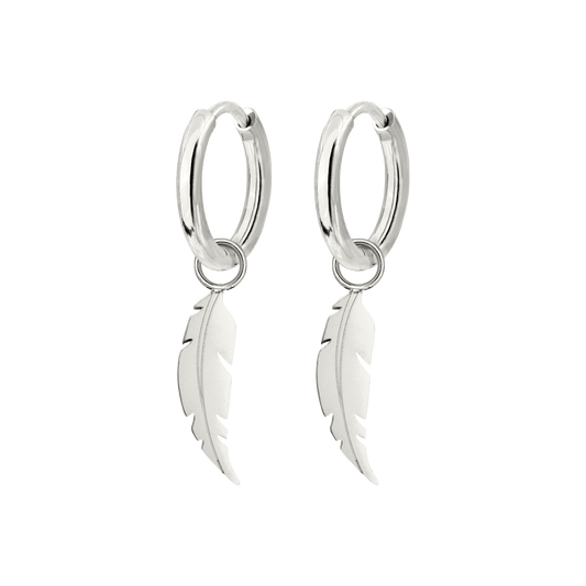 Feather Hoop Set Small Silber