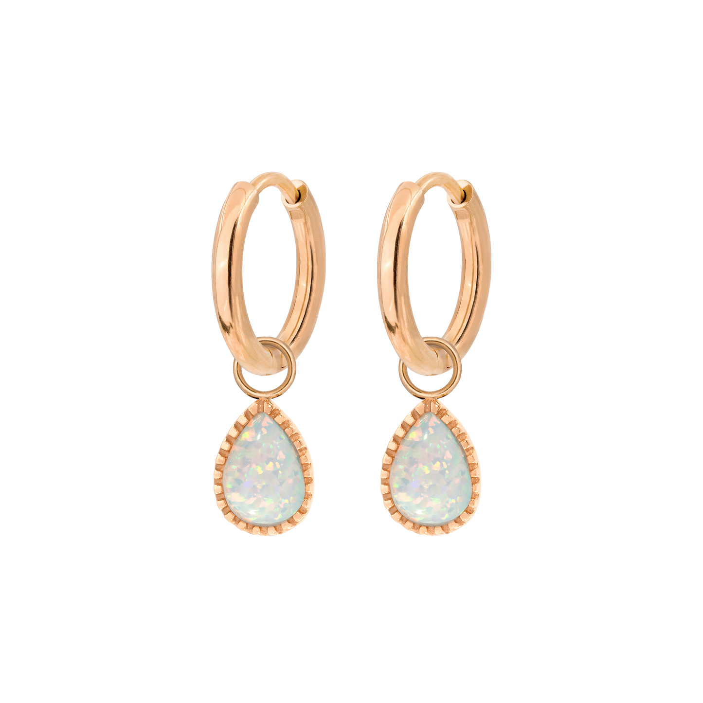 Opal Tear Hoop Set Small Roségold