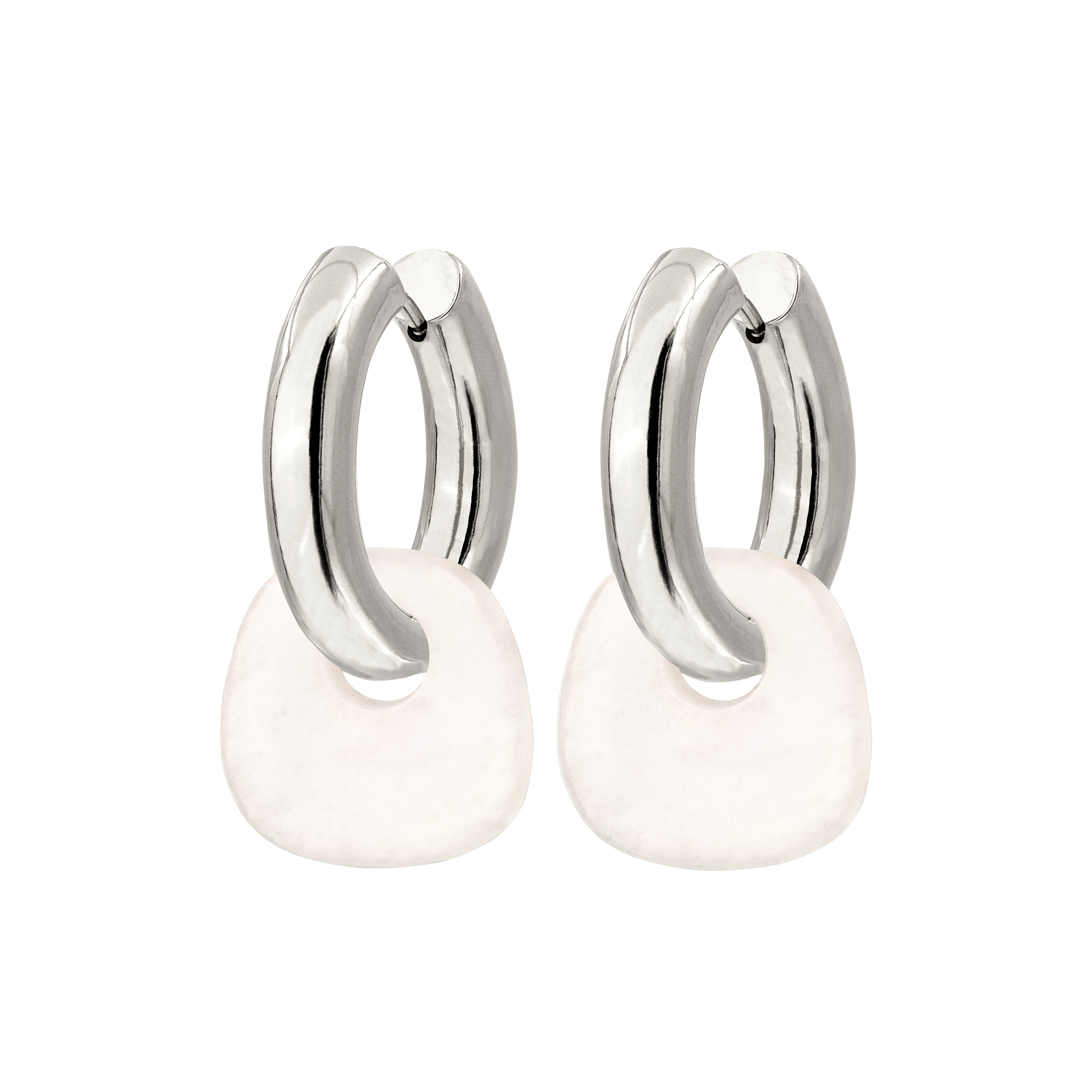 Chunky All White Hoop Set Medium Silber – Luamaya