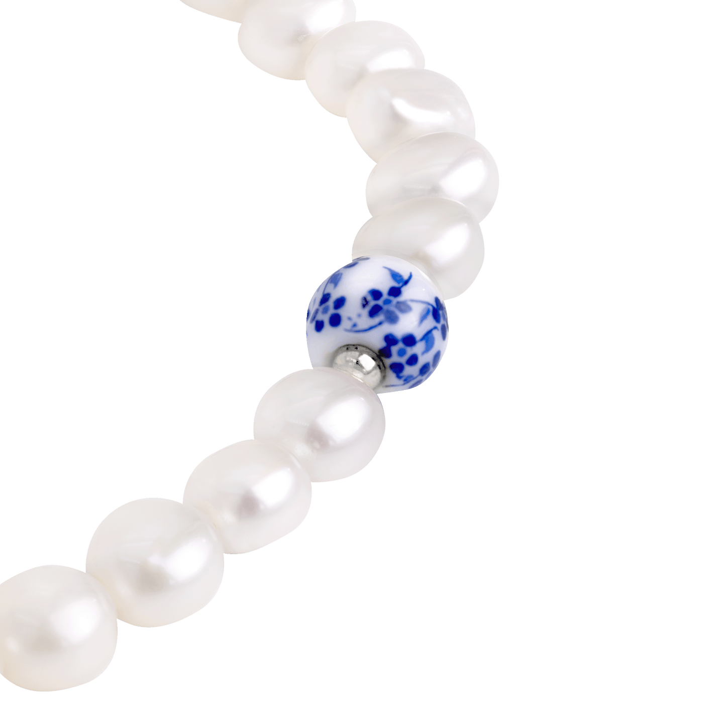 Flower Tile Pearl Bracelet Silber