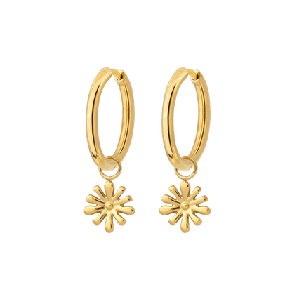 Flowery Hoop Set Medium Gold