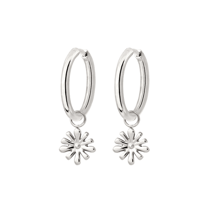 Flowery Hoop Set Medium Silber