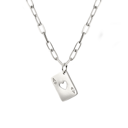 Heart Ace Necklace Silber