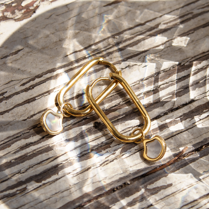 Fish Scale Oval Hoop Set Small Gold