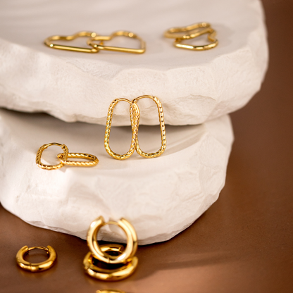 Oval Twisted Hoop Bundle Gold