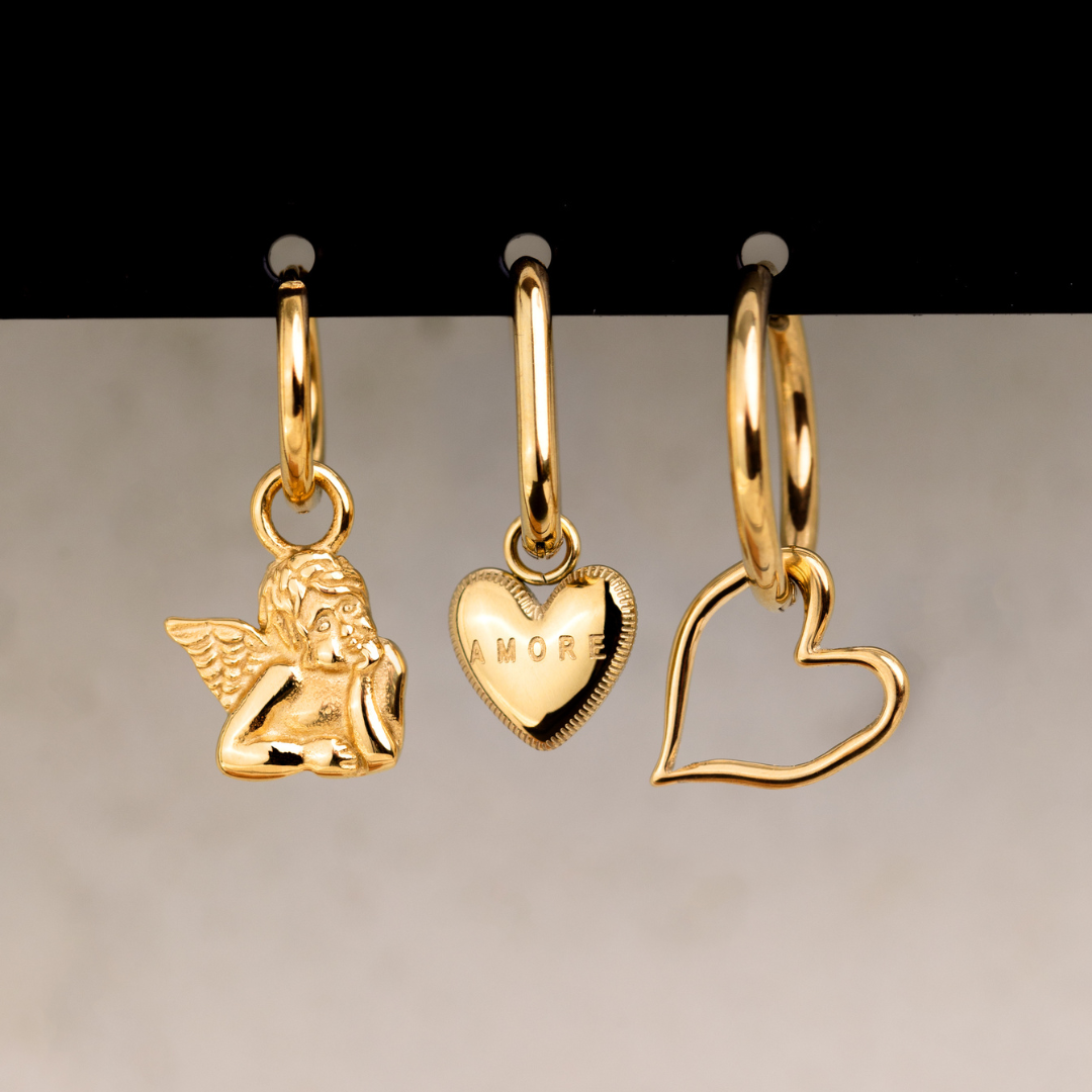 Melting Heart Hoop Set Medium Gold