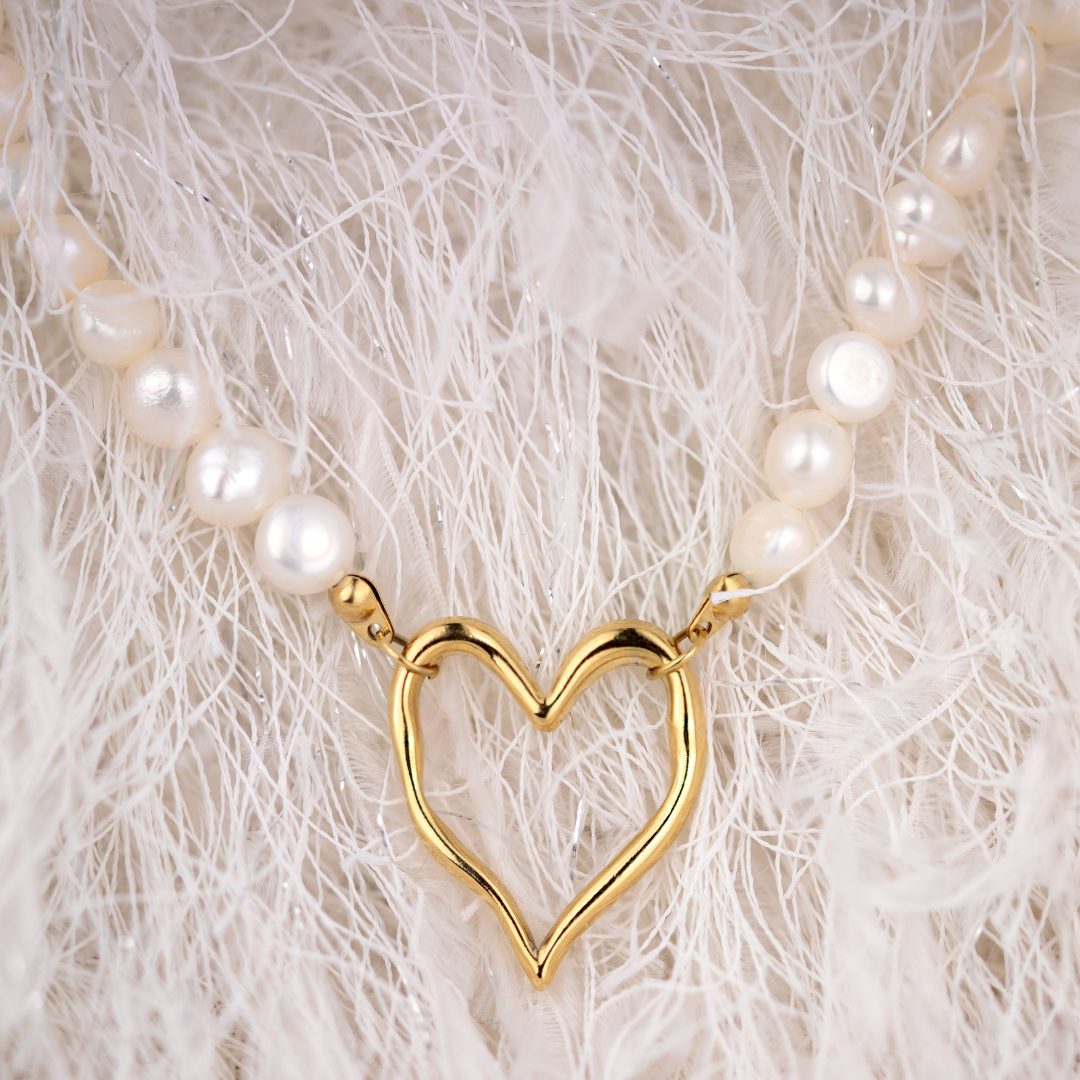 Melting Heart Pearl Necklace Roségold