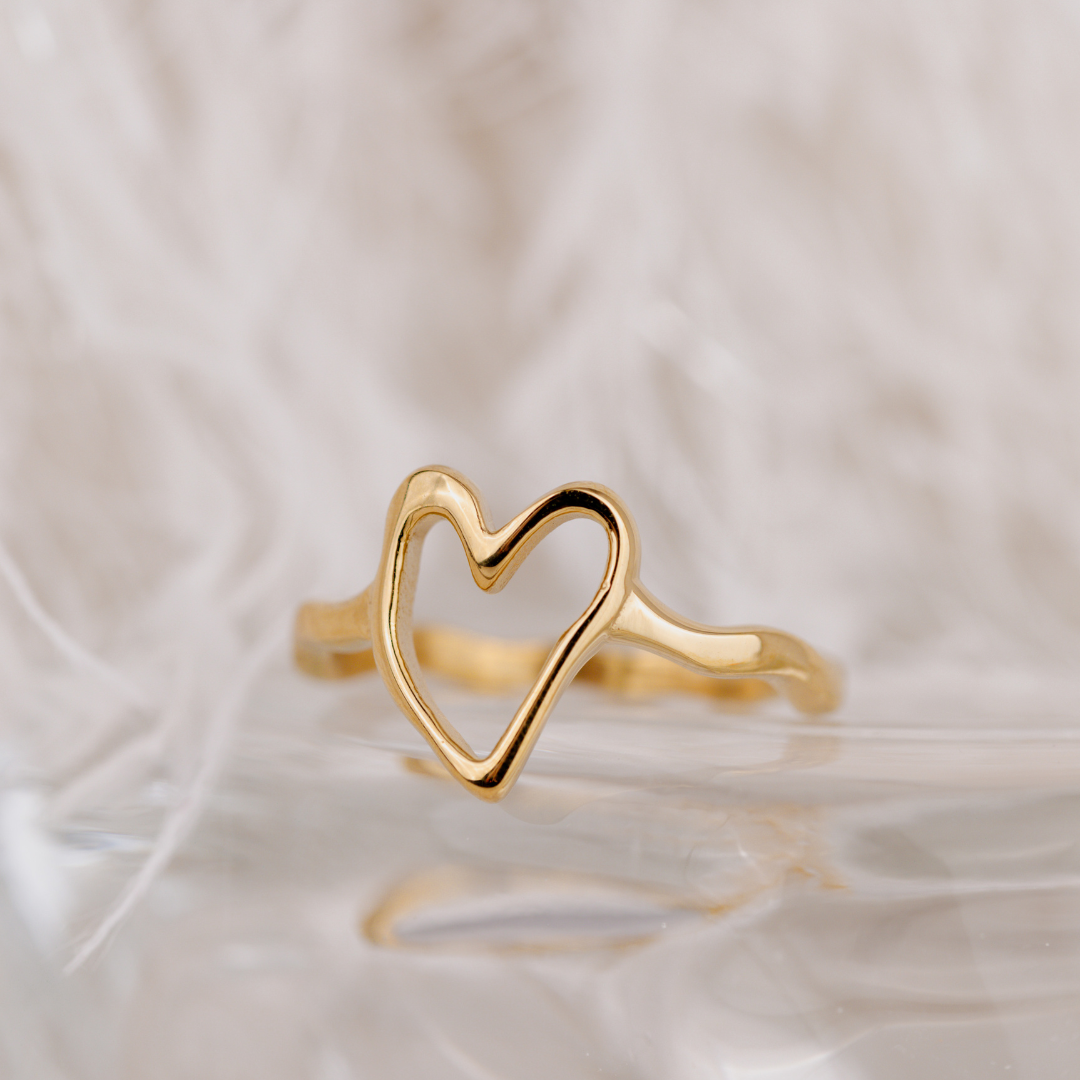 Flowy Heart Ring Silber