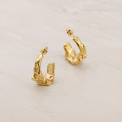 Crinkled Hoop Studs Roségold