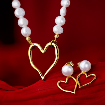 Melting Heart Pearl Necklace Roségold