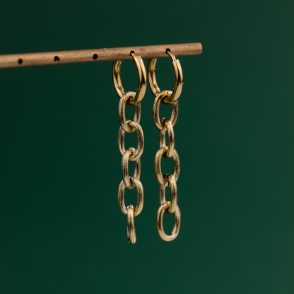 Long Link Hoop Set Small Gold