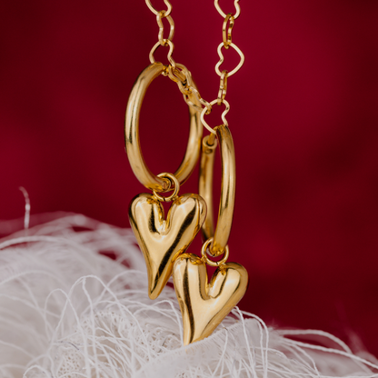 Flowy Heart Hoop Set Medium Gold