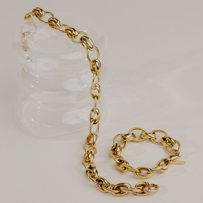 Chunky Twisted Links Necklace Gold