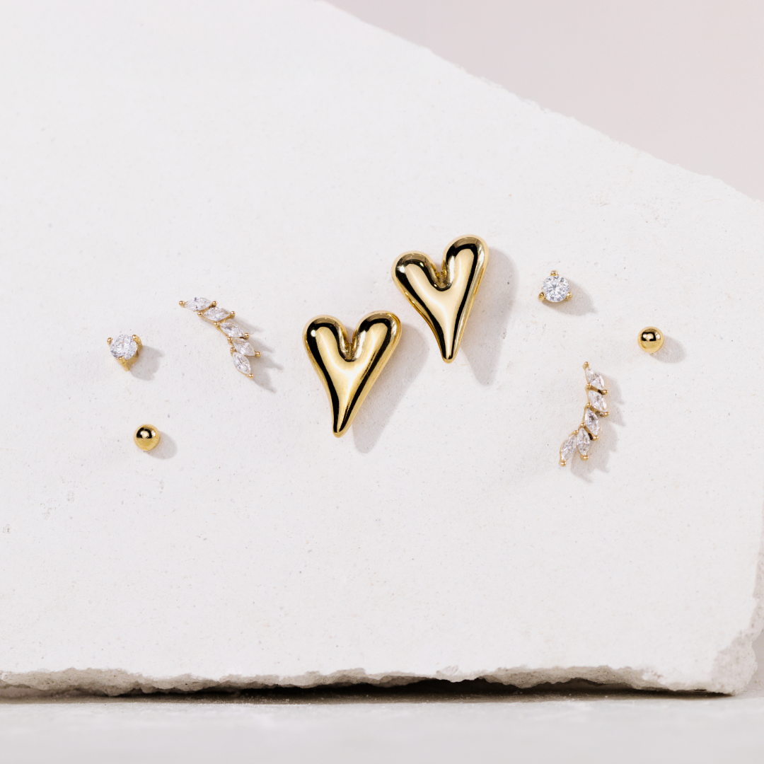 Sparkle Leaf Studs Gold