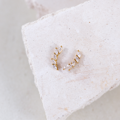 Sparkle Leaf Studs Roségold