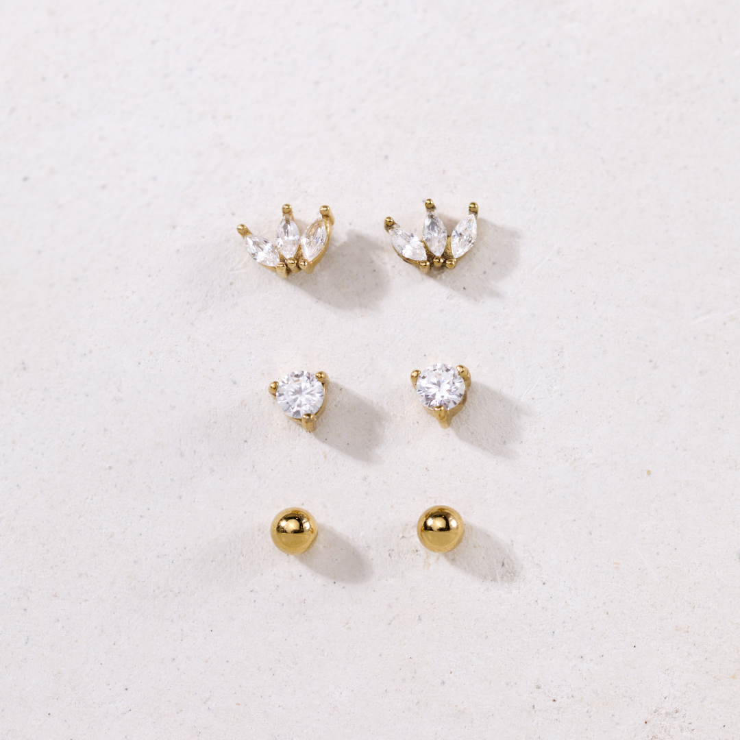 Delicate Bead Studs Gold