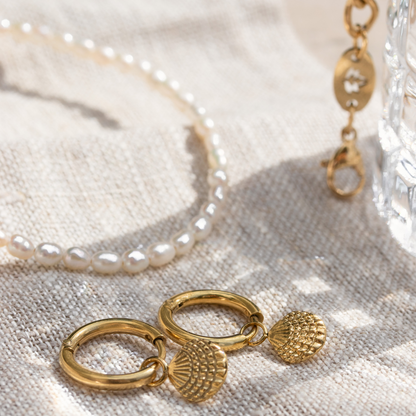 Cute Shell Hoop Set Gold