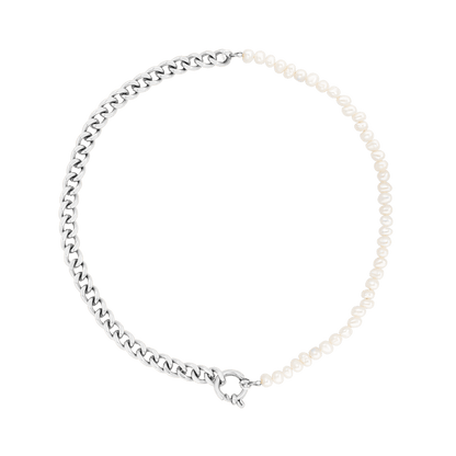 Chain'n'Pearls Necklace Silber