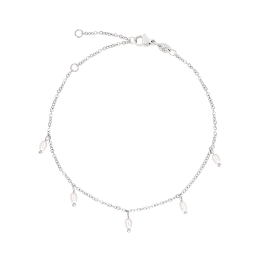 Perla Blanco Anklet Silber