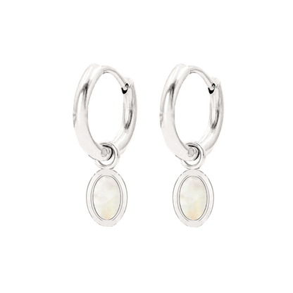 Mother of Pearls Hoop Set Silber