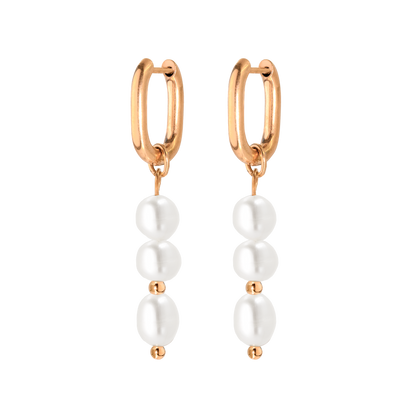 Triple Pearl Hoop Set Roségold