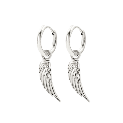 Angel Wing Slim Hoop Set Silber