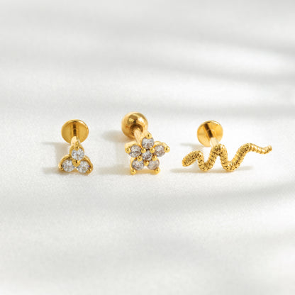 Radiant Flower Piercing Stud Roségold