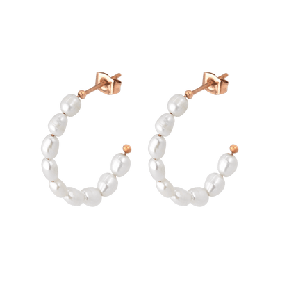 Pearly Leni Hoop Earrings Roségold