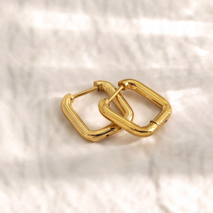 Square Hoops Gold