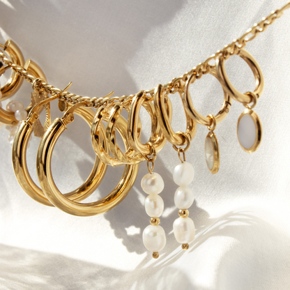 Triple Pearl Hoop Set Roségold